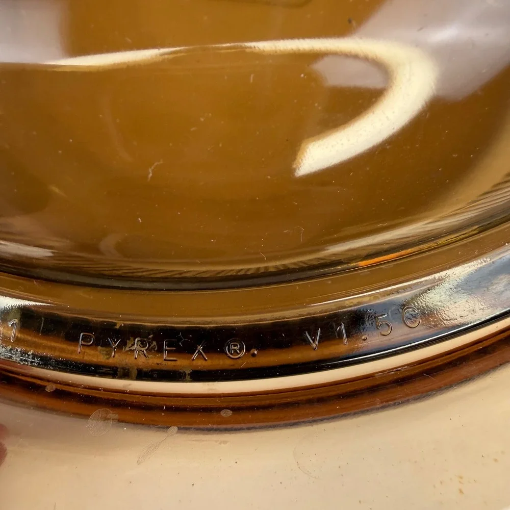 Vintage Corning Vision Amber Glass Casserole Dish with Pyrex Lid 1.5L Ribbed